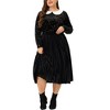 Agnes Orinda Women's Plus Size Long Sleeve Peter Pan Collar Stars Vintage Velvet Blouse - 2 of 4