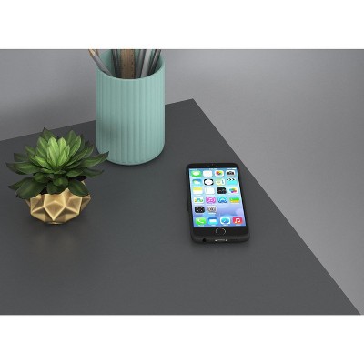 Graphite Gray and Gold Wireless Charging Writing Desk with Drawers
