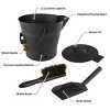 Pure Garden 3pc Metal Bucket Broom & Shovel Indoor Outdoor Fireplace Cleaning Set Black - 3 of 4