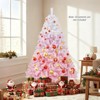 Costway 6 FT Artificial Christmas Tree with 250 Warm White LED Lights, 8 Lighting Modes & Folding Metal Stand White & Pink - 3 of 4