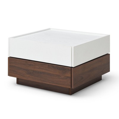 NicBex Rotating Coffee Table Set of 2 with Square 2-Tier Center Table and End Table for Living Room