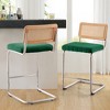 Bekrvio Bar Stools Set of 2/3/4, 26”/30" Barstool with Rattan Back, Velvet-Upholstered & Chrome Frame,Mid Century Modern Kitchen Stool for Island - 2 of 4