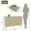 Brafabhome Rattan 6 Drawers Dresser for Bedroom, Vintage Boho Double Dresser Wicker Chest with Wooden Legs for Living Room Hallway| Mint - 2 of 4