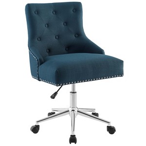Modway Regent Tufted Button Swivel Upholstered Fabric Office Chair - Azure - 1 of 4