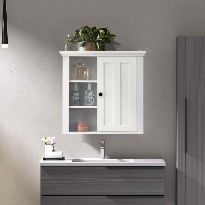 White MDF Bathroom Wall Cabinet with Adjustable Shelves
