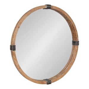 Kate and Laurel Stockport Framed Round Mirror, 28" Diameter, Natural - 1 of 4