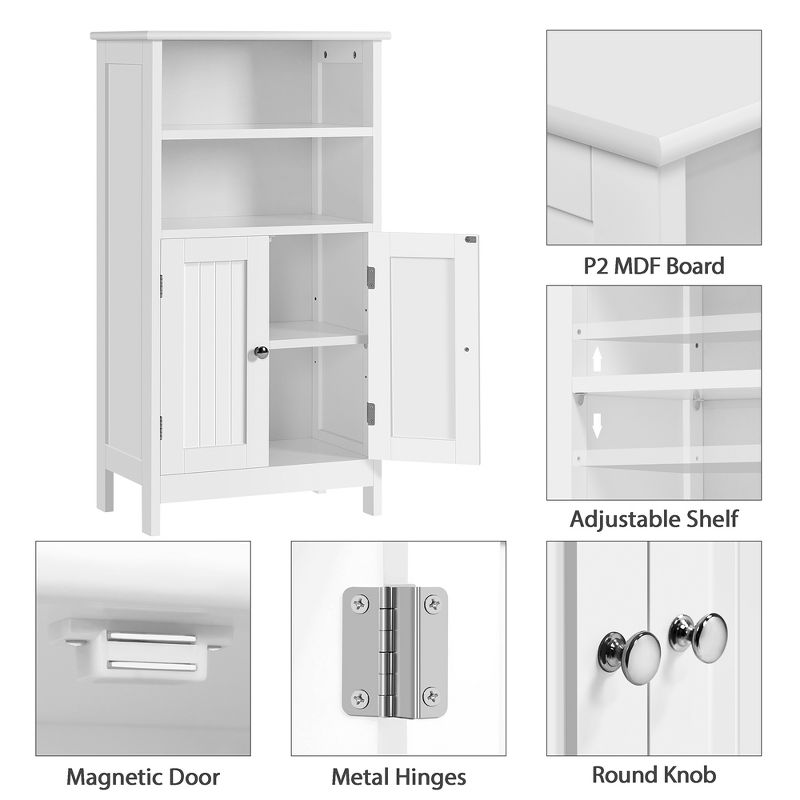 Yaheetech Bathroom Floor Cabinet with Double Door and Adjustable Shelves, 5 of 11