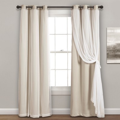 Home Boutique Grommet Sheer Panels With Insulated Blackout Lining Wheat ...