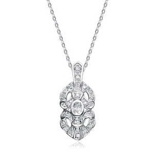 Sterling Silver White Cubic Zirconia Pendant - 1 of 3