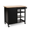 1 Door 1 Storage Drawer Kitchen Island Utility Storage Cart with wheels-Christopher Knight Home - 2 of 4