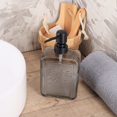 Evideco French Home Goods Vintage-Style Glass Soap Dispenser with PURE SOAP Design - 18 fl oz, Sturdy Pump for Hand Soap or Lotion - image 1 of 4