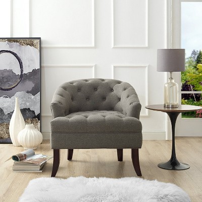 Inspired Home Delilah Linen Armless Barrel Slipper Chair with Button Tufting