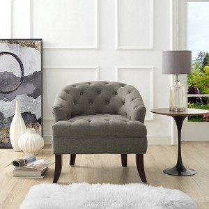 Inspired Home Delilah Linen Armless Barrel Slipper Chair with Button Tufting - 1 of 4