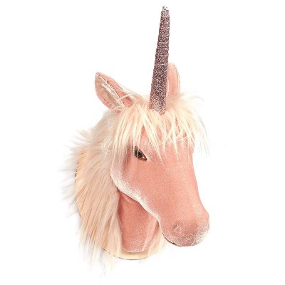 Juvale Unicorn Head Wall Mount - Wall Art Room Decor, Girls, Pink - 8.5 X 16.2 X 7 inches