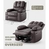 Manual Recliner Chair, Wide 68cm Seat PU Leather Reclining Sofa Chair, Modern Khaki Comfy Armchair for Bedroom or Living Room - 2 of 4