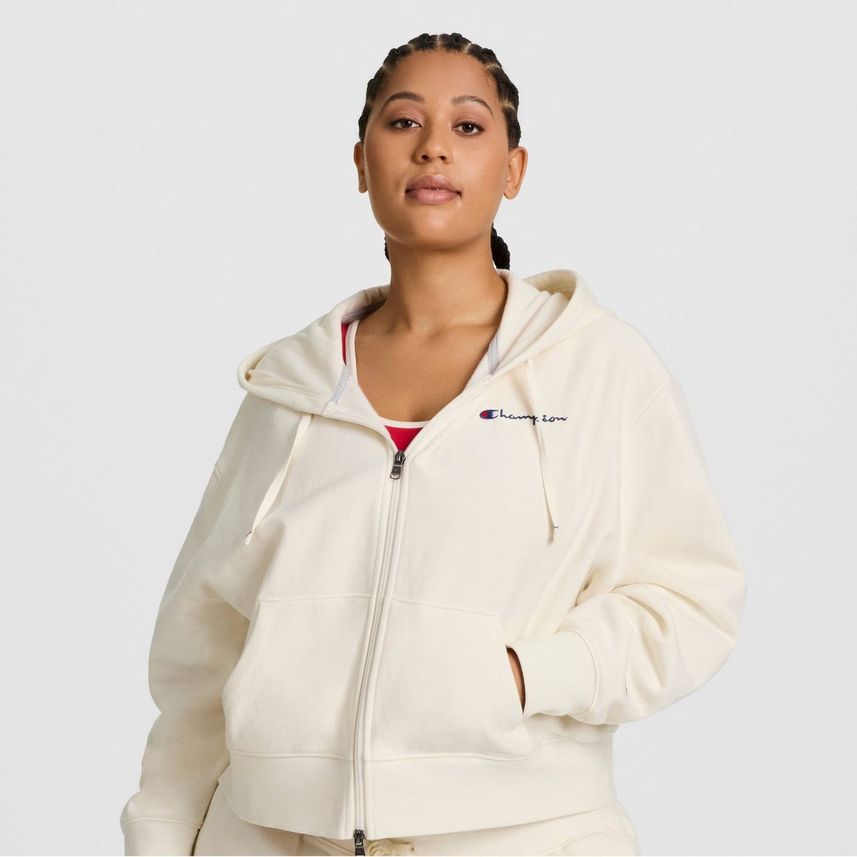 Champion Women's Cropped Hooded Fleece Zip-Up Hoodie - thumbnail 6