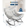 Outdoor Papasan Rocking Chair, Oversized Lounge Chair with Metal Frame & Cushion, Patio Rattan Egg Chair for Balcony Backyard Porch Bedroom - 3 of 4