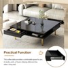 KTMBDW 2-Tier Coffee Table with 4 Golden Legs and 2 Small Drawers for Small Apartment Living Room, Square Wood High Gloss End Table - 3 of 4