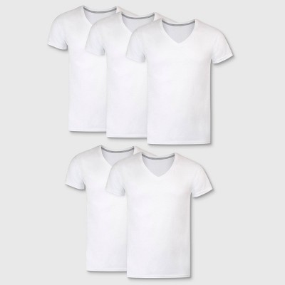Hanes Premium Men's Slim Fit V-neck T-shirt 5pk - White M : Target