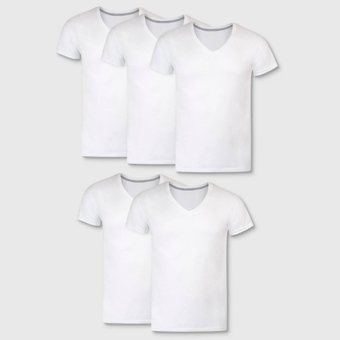 Hanes Premium Men's Slim Fit V-neck T-shirt 5pk - White : Target