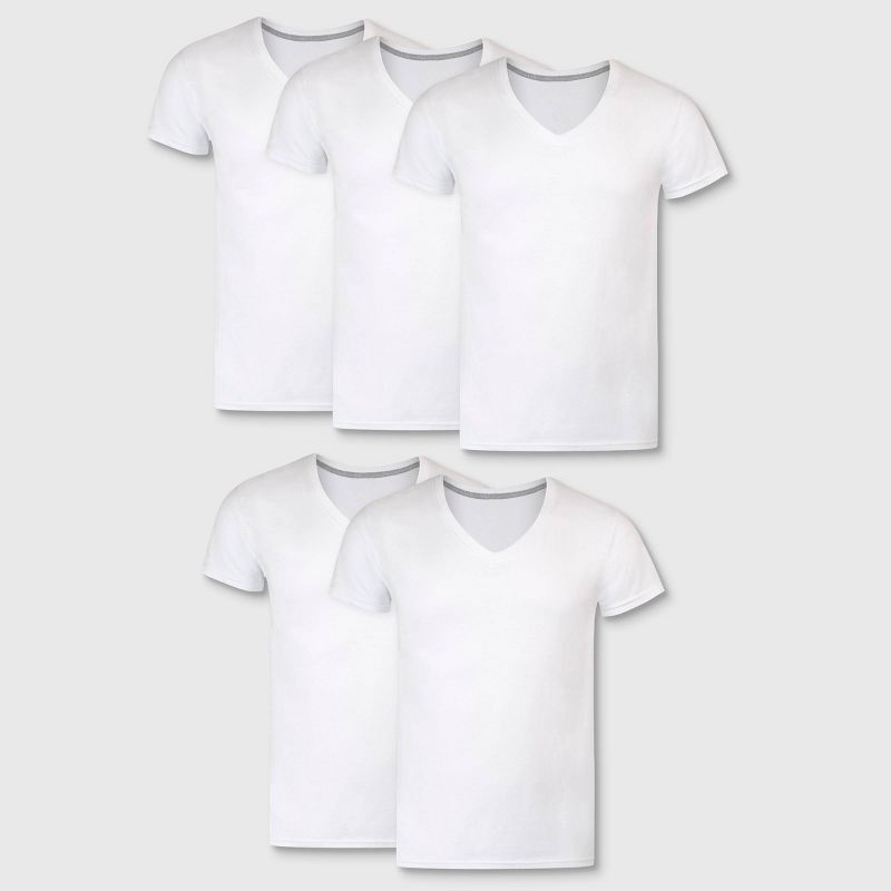 Hanes Premium Men's Slim Fit V-Neck T-Shirt 5pk - White, 1 of 7