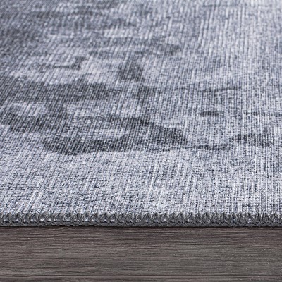 Gray Abstract Flat Woven Machine Washable Area Rug
