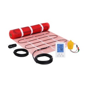 VEVOR Floor Heating Mat, 20 Sq. ft, Electric Radiant In-Floor Heated Warm System with Digital Floor Sensing Thermostat, Includes Monitor, Black&Red - 1 of 4
