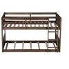 Okak Twin over Twin Floor Bunk Bed with Rubber Wood Frame, Toddler Bunk Beds with Panelled Headboard and Footboard, Bed Frames for Bedroom - 4 of 4