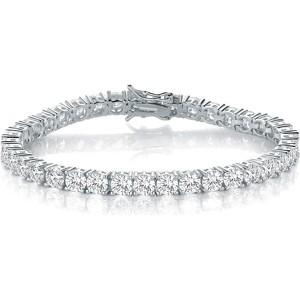 18K White Gold Plated 4.0 Round Cubic Zirconia Classic Tennis Bracelet - 1 of 4