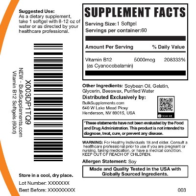 BulkSupplements Vitamin B12 Softgels