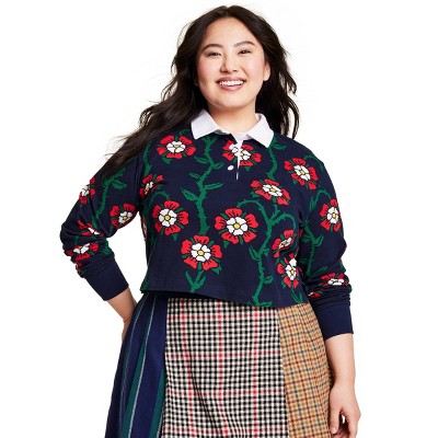 Women's Rose Print Collared Long Sleeve Rugby Shirt - Rowing Blazers x Target