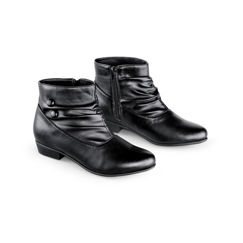 Collections Etc Button Ankle Slouch Boots W Low Heel Target