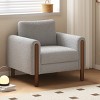 Teddy Accent Chair with Walnut Wood Legs,Modern Upholstered Armchair with Curved Armrests,Accent Chair for Living Room or Bedroom-Koiai - 2 of 4