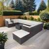 11 Pcs Patio Furniture Set, Outdoor Conversation Set 10-Seater Sectional Sofa With Cushion And 3 Storage Box Under Seat - 4 of 4