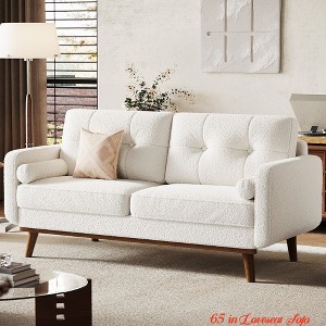 65 in Loveseat Sofa, Mid Century Modern Couch Comfy Love Seat Couches for Living Room, 2 Seater Deep Seat Sofa, Upholstered Couches - 1 of 4