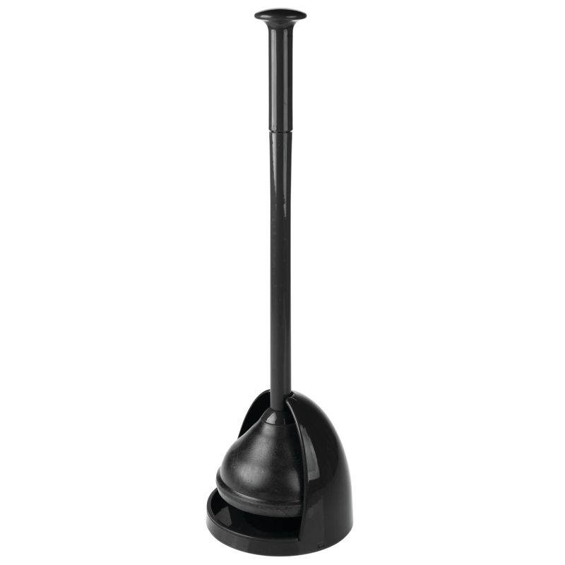 mDesign Plastic Freestanding Hideaway Toilet Bowl Plunger with Holder, 1 of 8