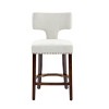 Rustic Linen Counter High Chairs with Back,Mid Century Chair,Upholstered Armless Chair for Compact Dining Area or Living Room-Maison Boucle - 4 of 4