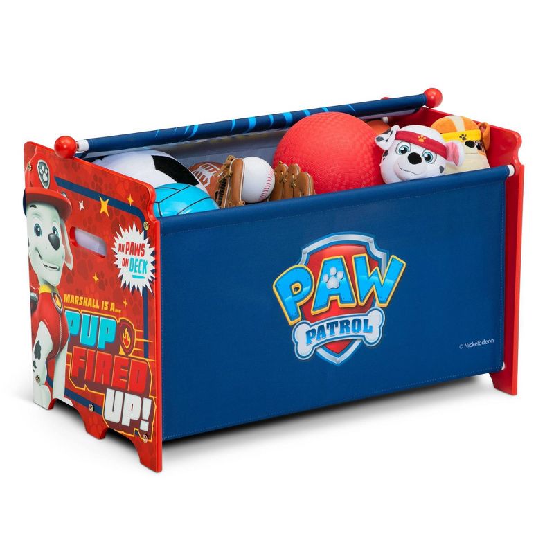 Delta Children PAW Patrol Toy Box with Retractable Fabric Top - Blue, 4 of 11
