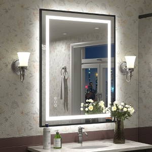 Apmir Super Bright Front & Back LED Lighted Anti-Fog Aluminum Alloy Framed Tempered Glass Bathroom/Vanity Mirror with ETL & 3-Year Warranty - 1 of 4