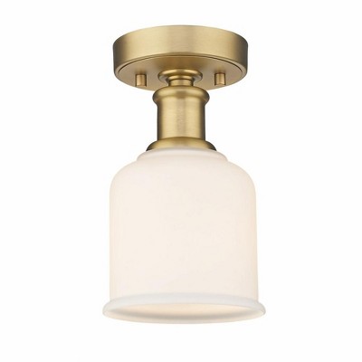 Heritage Brass and Glass Globe Indoor/Outdoor Flush Mount Light