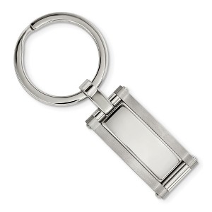 Black Bow Jewelry Stainless Steel Brushed & Polished Rectangle Key Chain - 1 of 3