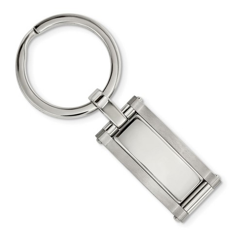 Black Bow Jewelry Stainless Steel Brushed & Polished Rectangle Key Chain - image 1 of 3