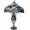 Chloe Lighting Lydia Tiffany-Style 3 Light Victorian Double Lit Table Lamp 17" Shade - 2 of 2