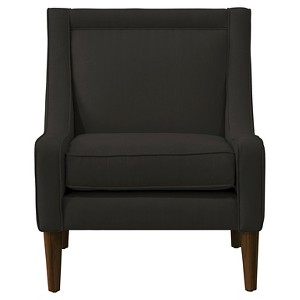 Mid Century Swoop Arm Chair in Linen Black - Skyline Furniture