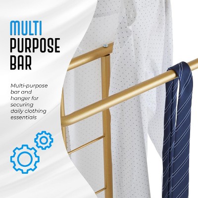 Kalblins Black Metal Clothing Wardrobe Suit Valet Rack Stand