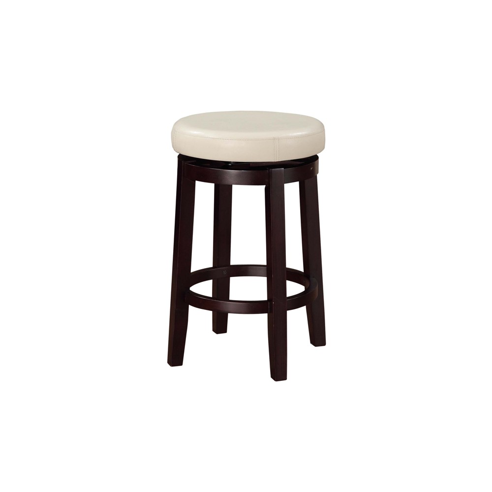 Photos - Chair Linon Maya Faux Leather Swivel Backless Counter Height Barstool White  