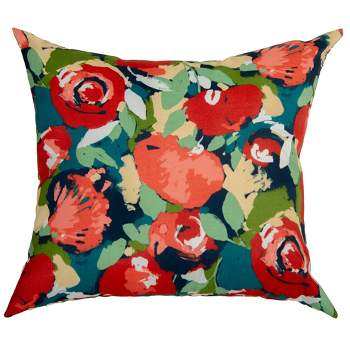 22"x22" Oversize Dark Floral Poly Filled Square Throw Pillow - Rizzy Home