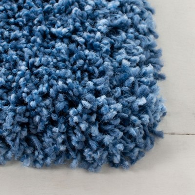 Blue Synthetic Easy Care Shag Runner Rug 2'2" x 8'