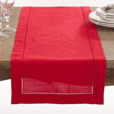 Red Hemstitched Polyester Table Runner 16 x 54 Inch