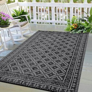 WhizMax Outdoor Rug Waterproof Reversible Mat Patio Area Rug Outside Indoor Outdoor Area Rug Camping RV Plastic Straw Rug Moroccan Rug for Backyard - 1 of 4